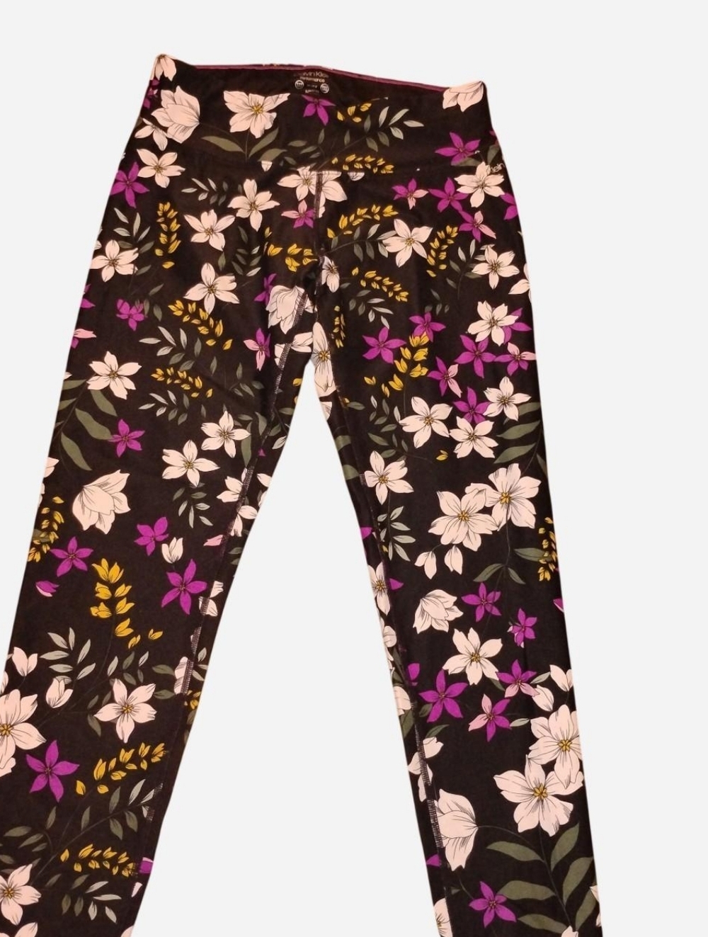 Calvin Klein Performance Floral Ruched Ankle Leggings - Size Small